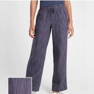 Athleta Cabo Linen Textured Wide Leg Pant, Rain Dance SIZE 0